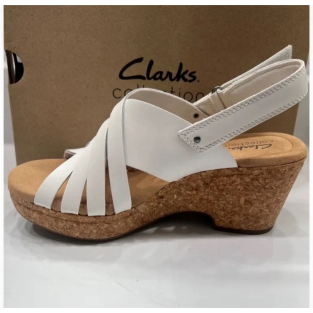 Clarks Giselle Glow Sandals Women's 11M White Leather Slingback A161 NEW W/ Box - Picture 2 of 2